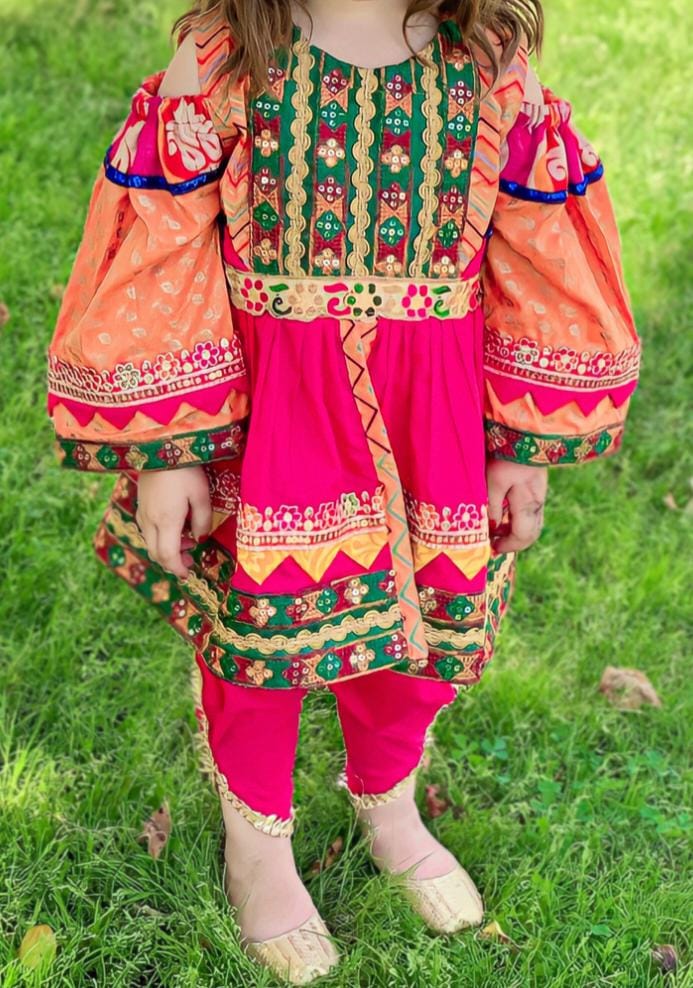 Traditional Pathani Frock Suit For Kids